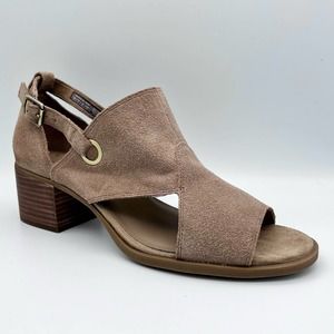 Koolaburra by UGG Womens Kaiah Black Heel Sandals size 10 Tan Suede Leather